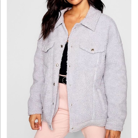 teddy faux fur trucker jacket